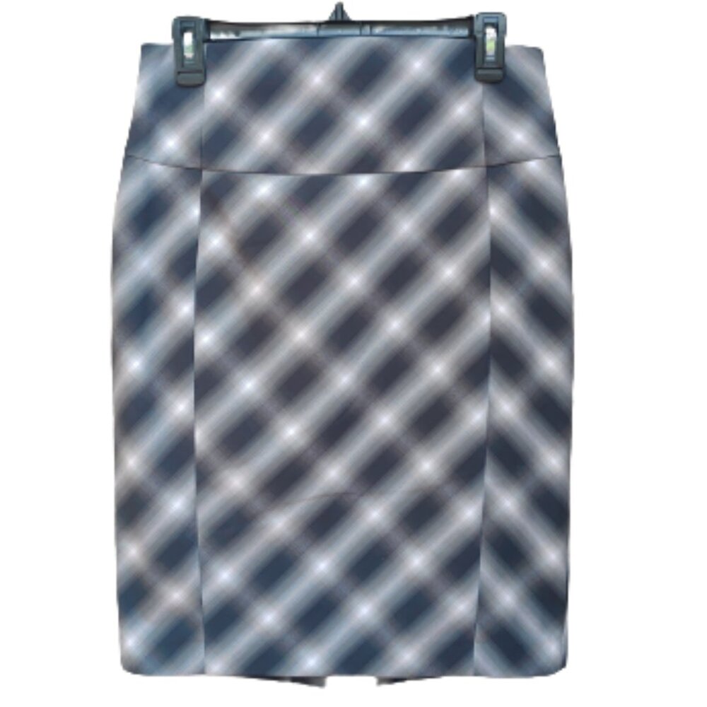 Express Gray Mixed Plaid Skirt Pencil Straight High Waist Workwear Office